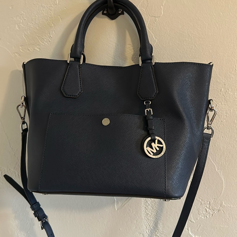 Michael Kors saffiano leather dark blue handbag